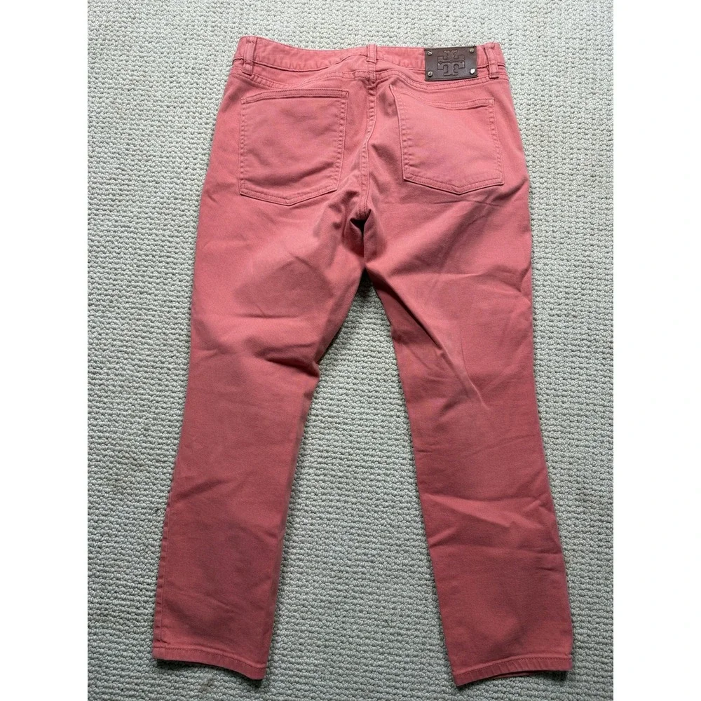 Tory Burch Alexa Cropped Skinny Pants Coral Pink Size 30 Logo Gold Hardware